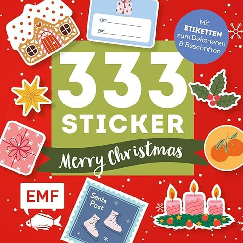333 Sticker – Merry Christmas: Geschenk-Etiketten und Aufkleber mit beschreibbarer Oberfläche: Zum Verzieren und Dekorieren von Weihnachtsgeschenken, Adventskalendern, Karten oder Selbst-Gemachtem