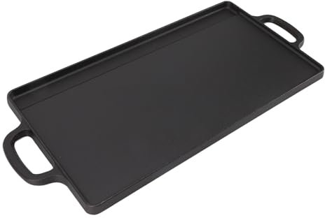 Piastra per griglia, piastra per griglia in ferro a doppia facciata, piastra a piastra per padella in ghisa reversibile addirittura (Grande)