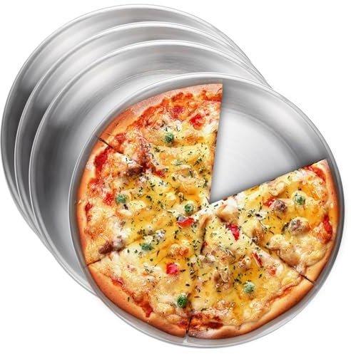 GOMETY Lot de 4 plaques à pizza rondes en acier inoxydable de 30 cm - En acier inoxydable - Pour pizza - En acier au carbone revêtu - Sain et non toxique - Facile à nettoyer et passe au lave-vaisselle