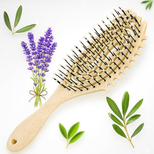 Cepillo de Pelo Desenredante sin Tirones | Cepillo pelo antirrotura | Peine Pelo Rizado y liso | Hecho a Base de Fibras de Trigo | Para Cualquier Tipo de Cabello.