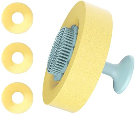 Spazzola per lavare i piatti in silicone con manico morbido e flessibile con ventosa e spugne staccabili per pulire i piatti della cucina