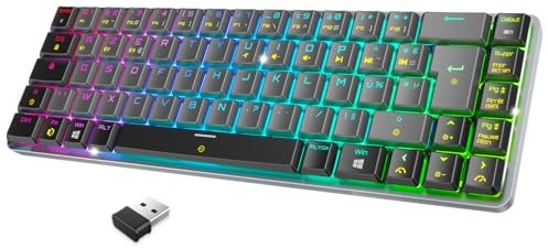 Empire Gaming RF241 - Teclado mecánico compacto inalámbrico recargable FR(AZERTY), triple modo (2,4 GHz, Bluetooth, USB-C), 69 teclas MX Red, RGB, NKRO, compatible con PC, Mac y consolas