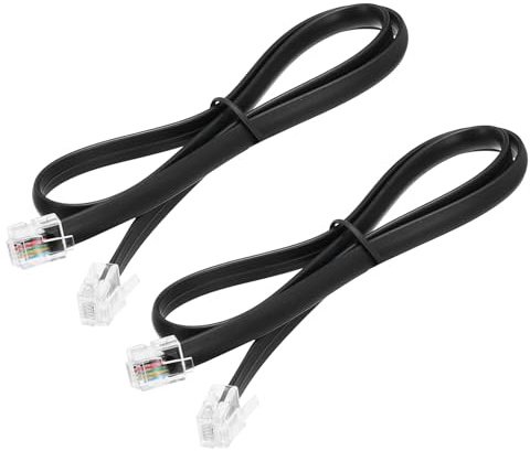 QUARKZMAN 2 Cavi Telefonici Cavo Telefono RJ12 6P6C Maschio 1.6ft Nero | Per Telefoni Per Casa Ufficio, Cavo Dritto