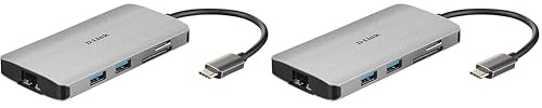 D-Link DUB-M810 Hub USB di Tipo C 8 in 1, con HDMI 4K e 1080 p, 2 Porte USB 3.0 e USB 2.0, Lettore di Schede SD e MicroSD, Porta Rete RJ45 1 Gbps, Un USB C di Ricarica fino a 100 W (Confezione da 2)
