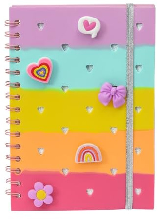 moses. Notizbuch mit Charms – Spiral-Notizheft A5 mit 5 Silikon-Steckern, 160 gepunktete Seiten, elastisches Band mit Holo-Effekt