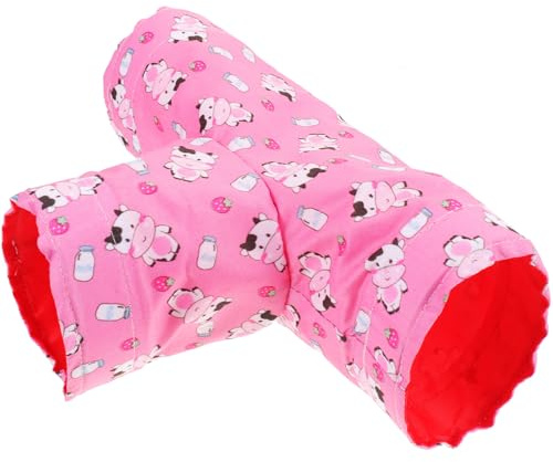 Hamstertunnel als Versteck und Spielzeug für Kleine Haustiere | Stoff, Rot, Boden und Sofa, Geruchsfrei, Farbbeständig, Ruhiger Rückzugsort, für Hamster
