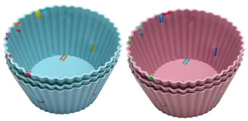 COOLHIYA Set 6 Pezzi Stampi per Muffin in Silicone Spesso, Tortiera Rotonda Bordo Decorativo, Resistente e Riutilizzabile fare Dolci e Pasticceria Colore Casuale