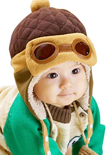 EDOTON Cappello del Bambino Berretto Beanie Pilot Bambini Invernale Caldo Cappello con Orecchie per Cappelli da Bambino 1-3 Anni (caffè)