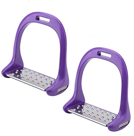 5 Farben Steigbügel für Sattel Leichte Sicherheit Pferdesattel Englisch Reiten Flex Fillis Aluminium Casting Farbige Farbe Steigbügel[Lila] Transport-Ausrüstung