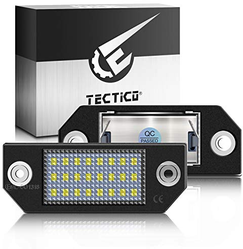 TECTICO LED Kennzeichenbeleuchtung Nummernschildbeleuchtung SMD Canbus Ultra Weiß Kompatibel mit Ford Focus MK2 (2003-2008) / C-Max (2003-2007), 2 Stücke