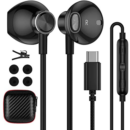 ACAGET USB C Kopfhörer für Samsung Galaxy A16 A17 A57 A37 S26 A56 A36 S25 | Typ C Headset für iPhone 17 16 Pro Max Stereo Ohrhörer mit Kabel Mikrofon Semi In Ear Kopfhörer für OnePlus 15R Pixel 10 9a