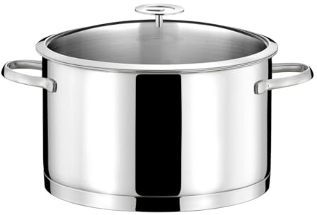 CUISINOX - Elysée - Faitout 24 cm tout inox avec couvercle universel - 5L - Fond encapsulé - Compatible tous feux dont induction - Acier Inoxydable 18/1 - Finition miroir - Poignée Fixe