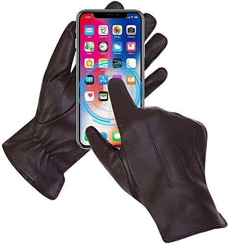 MGGMOKAY Herren Lederhandschuhe Kaschmir gefüttert