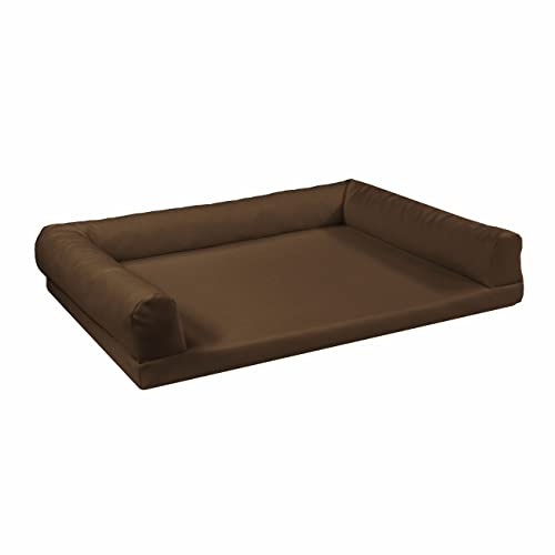 Juelle Orthopädisches Hundebett aus Kunstleder Sofa mit Matratze für große Hunde Abnehmbare Abdeckung, Waschmaschinenwaschbar, Lord L-XXL (130x95cm, Hellbraun)