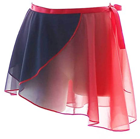 Runhomal Ballett Wickelrock Mädchen Damen Chiffon Gradient Minirock mit Unregelmäßig Ballettrock Gymnastik Tanzrock Ballettbekleidung Rot Schwarz Einheitsgröße