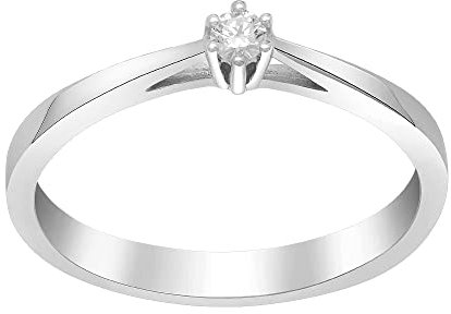 JC Trauringe Damenring Solitär-Ring 585 Weißgold Verlobungsring mit Diamanten Vorsteckring A116 201BR6 (56 (Ø 17,8 mm), 0.05)