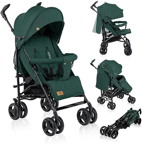 LIONELO Irma Kinderwagen bis 15 kg, leichter moderner Kinderwagen mit Liegefunktion, faltbar, große 6-Zoll-Räder, großer Korb, Tasche, Moskitonetz