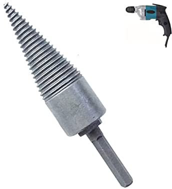Firewood Split Drill Bit, 32mm Splitting Wood Cone Drill Bit, Heavy Duty Log Splitter Drill Screw Cone in High Speed Steel, Log Splitter Drill Bit for Family Outdoor Camping Farm,Hex