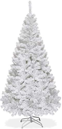 LIFEZEAL Künstlicher Weihnachtsbaum, Tannenbaum Material PVC, Kunstbaum mit Zweigen dicht, inkl. Stahlständer, Christbaum für Zuhause Büro, Weiß (180 cm)