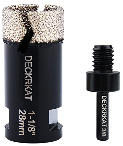 Diamond Hole Saw, 1-1/8 Hole Saw for Tiles Granite Marble Ceramic Glass Porcelain, 28mm Core Drill Bit with 5/8-11 Thread and 3/8” Hex Shank Adapter for Angle Grinders & Drills
