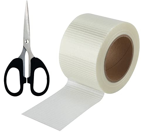 LUTER RV Cinta de Reparación de Toldo, Cinta Adhesiva Reforzada con Fibra de Vidrio Transparente, Impermeable para Toldo de RV, Tienda de Campaña, Tela de Embalaje para Caravana (10 m x 8cm)