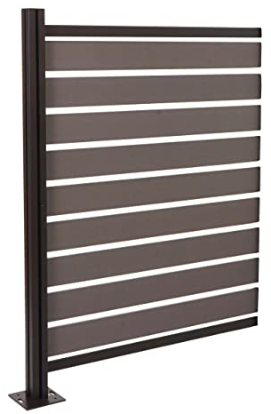 Pannello supplementare recinzione fendivista bidoni box rifiuti HWC-K57 alluminio aspetto legno 130x100x6cm grigio