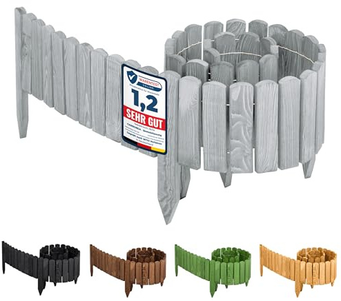 Garronda 200x40 cm Rasenkante Beeteinfassung Holz Grau GD-0046 | Flexibel formbar, als Rollborder, Beetumrandung, Beetbegrenzung und Gartenzaun für Rasen, Rabatten, Wege und Gartenbereiche