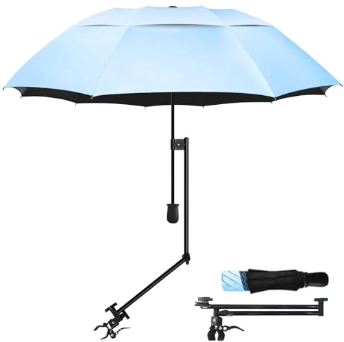 HOBVO Golfschirm mit LSF 50+, mit verstellbarer Universalklemme, tragbare Regenschirme für Regen, manuelles Öffnen und Schließen, für Strandkorb, Golfwagen, Kinderwagen, Bleicher, Terrasse (110 cm