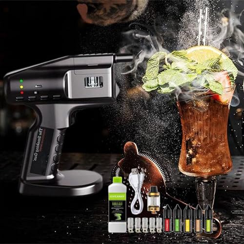 QJJML USB Powered Smoke Infuser Gun, Cocktail Smoker Kit, Cold Smoke Generator, Küche Lebensmittel geräuchert Bubble Gun, Foodie Zubehör Geschenk