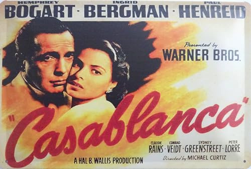 Blechschild Schild 20x30cm - Casablanca Film Bogart Bergmann Werbung Plakat vintage retro