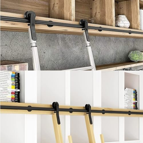 Rolling Bibliotheksleiter Hardware-Kit - Gleitbibliothek Leiter Hardware, Mobile Leiterbahn Aus Rundem Stahlrohr, Mit Bodenrollenrädern (keine Leiter), Bibliotheks-Schiebeleiter-Hardware-Kit ( Size :