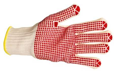PGV Arbeitshandschuhe Pro-Fit 455 Baumwoll-Schutzhandschuhe mit PVC-Noppen Hitzeschutzhandschuhe (Größe 9-12 Paar)