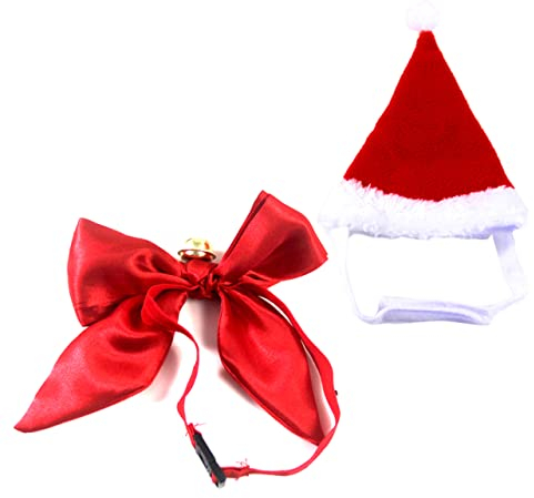 Sosoport Weihnachtsmütze Für Hunde Krawatte Für Haustier Partymütze Für Hunde Weihnachtskostüme Für Dekoratives Set Mit Halsband Geeignet Für Hund Und Katze Verstellbar Und Bequem