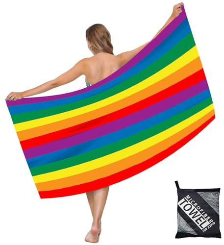 COSORO Toalla de Playa Microfibra Grande con Bolsa,160X90Cm Arco Iris Secado Rápido Libre de Arena Absorbente y Compacta Toalla de Piscina para Adultos,para Playa, Piscina, Gimnasio, Viaje