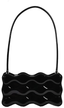 NICOLE & DORIS Borsa a Tracolla da Donna Piccola - Borsa a Spalla Moda in Vernice Pelle - Borsetta Pochette Elegante Satchel da Sera Nero