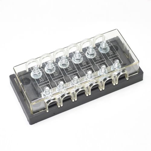 ELCOKITEX 6 Way Inline MIDI AMI Fuse Holder Distribution Block with Cover and Clear Plastic Case CFH-MIDI-TM6