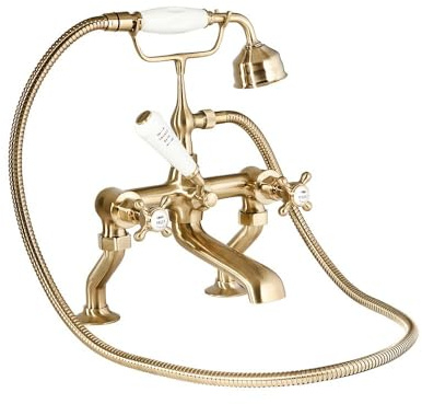 Milano Elizabeth Bath Shower Mixer Tap Crosshead Handles - Brushed Brass
