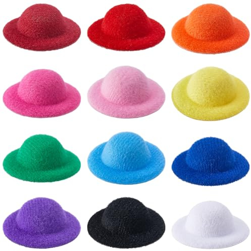 SUNNYCLUE 24 Stück 12 Farben Mini Zylinderhüte Aus Filz Kleiner Zylinder Handgefertigter Partyhut Kleine Miniaturhüte Bunte Mini Hüte Für Weihnachtsschmuck DIY Kunsthandwerk Haarschmuck Dekoration