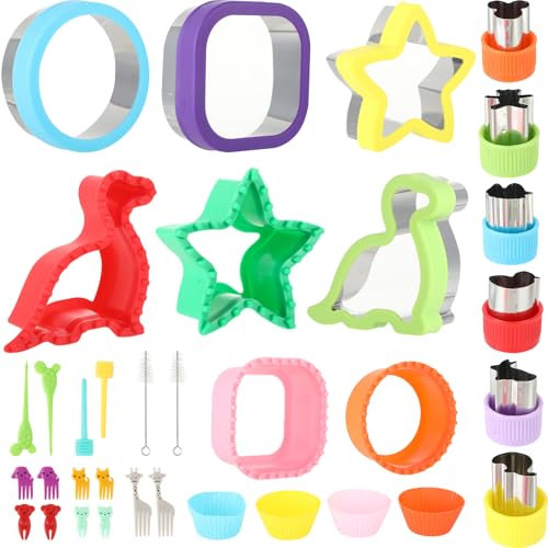 30Pcs Emporte Pièces et Scellants pour - Moule à Biscuits Cookies - Emporte piece biscuit - convient à la préparation de pain et de sandwich en forme de dinosaure et d'étoile