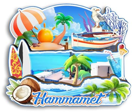 Quwsne Kühlschrankmagnet Hammamet Tunesien Kühlschrankmagnet Stadt Reise Souvenirs Touristengeschenke 3D klassische Sehenswürdigkeiten handgefertigt Handwerk Heimdekoration -2993