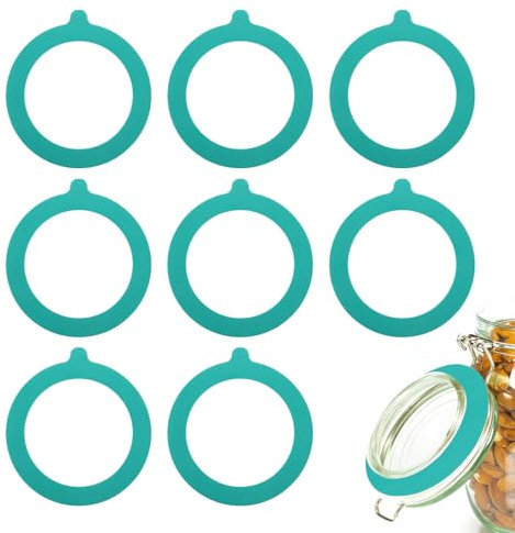 QUARKZMAN 9 juntas de silicona de repuesto para tarros de cristal, anillos de sellado de silicona de 3,7 pulgadas OD para tarros Mason, herméticos y antigoteo, verde lago