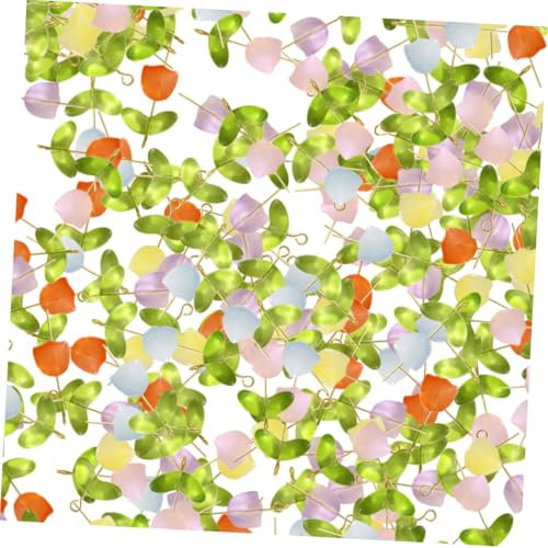 Uonlytech 200pcs Tulip Glass Beads DIY Craft Beads Colorful Spacer for Jewelry Making Bracelet Accessories