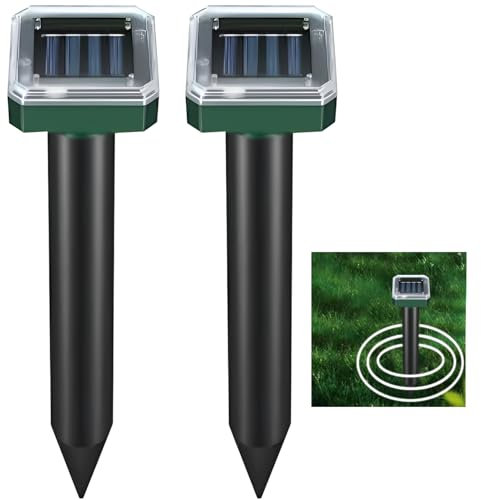 Dozylive 2 Pezzi Dissuasori per Talpe Ultrasuoni, Solare Repellente per Anti Talpa, Impermeabile Dissuasori per Topi da Esterno, Veleno per Talpe Giardino Serp e Giardini Esterni Efficace Contro