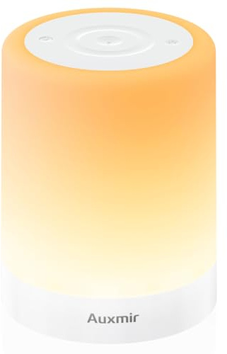Auxmir Lampada da Comodino LED Touch, Luce Notturna senza Fili, Colori RGB, 4 Modalità, 5 Livelli di Luminosità, Ricaricabile 3000mAh, Funzione Timer, Lampada LED per Cameretta, Camera da letto