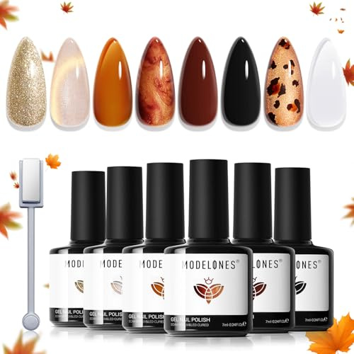 Modelones UV nagellack Cat Eye Gely set glitter brun
