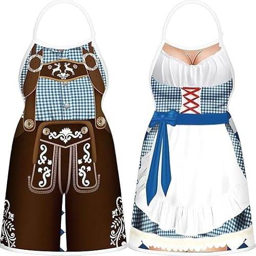 Grembiule Oktoberfest,2pcs Divertente Grembiule,Grembiules da Barbecue,Grembiules Bavarese da Cucina,Festa di Ottobre Grembiuless,Oktoberfest Accessori,per Barbecue Giardino Birra Festiva (Colore A)
