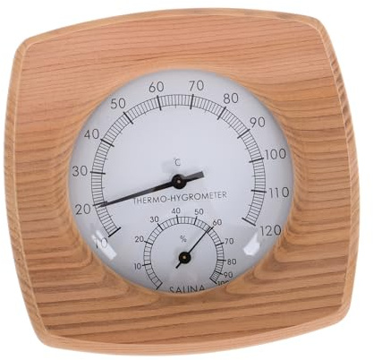 HAMPPLIES Wooden Sauna and Hygrometer Simple Indoor Humidity for Steam Sauna Room Accurate Temperature Readings Convenient Wall Design Durable Wood Construction