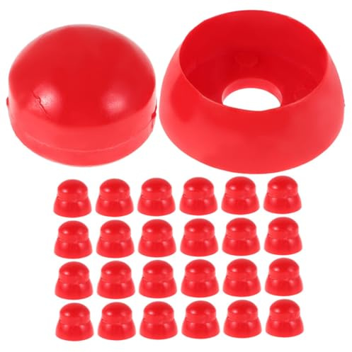 minkissy Cache-écrous en Plastique Rouge pour Terrains de Jeux, 25 Pièces, Protège Les Blessures, Résistant aux Intempéries, Adapté aux Toboggans et Structures de Jeux