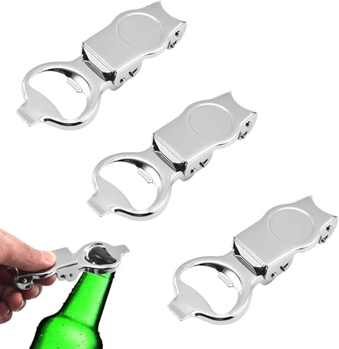 3 Stück Edelstahl Flaschenöffner Tragbare Flaschenverschluss Bierflaschen Klappbarer Bierflaschenöffner Wiederverwendbar Beer Bottles Opener für Home Bar Camping Pub Outdoor - Silber