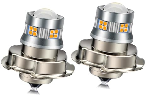 Ruiandsion 2pcs Lampadina LED P26S per Fanale Motociclo 10-30V Super Luminosa 2016 20 Chip SMD LED con Lente Proiettore per Faro Motociclistico, Giallo